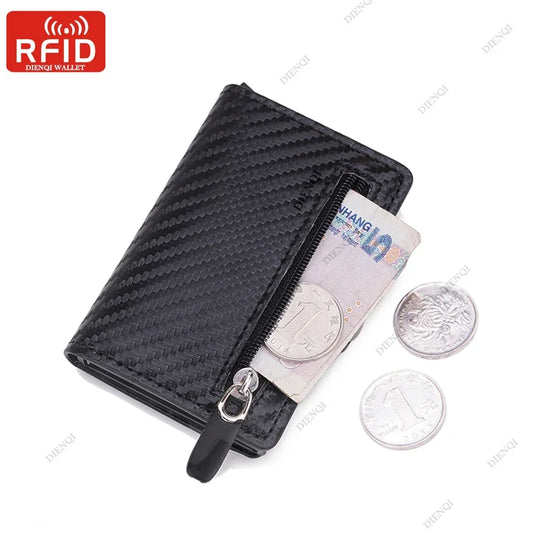Rfid Blocking Credit Card Holders Money Clip Wallet Luxury Men Vallet Leather Metal Business Bank Cardholder Case Bifold Wallet