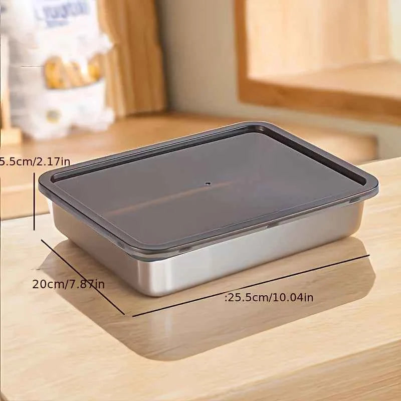 3Pcs Stackable Stainless Steel Food Containers, Kitchens Accessories, Stores Knives, Reusable for Kitchen & Fridge Storage