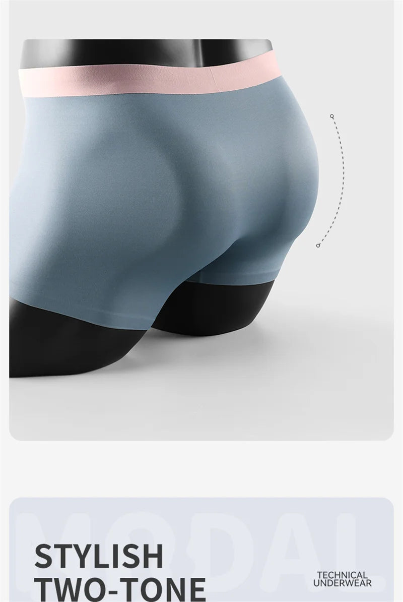 MiiOW Breathable Nylon Men's Underwear - 3Pcs Seamless Antibacterial Boxer Briefs