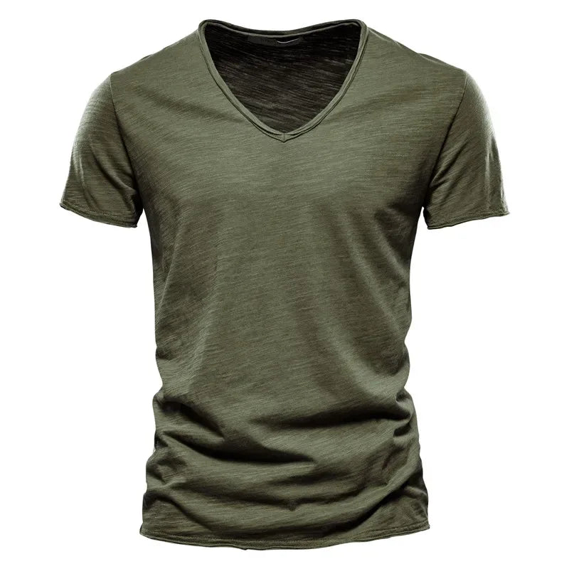 AIOPESON 100% Cotton Men's V-Neck T-Shirts - ShopHub