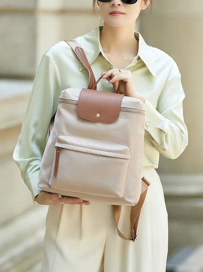 ZOOLER Oxford & Leather Patchwork Backpack