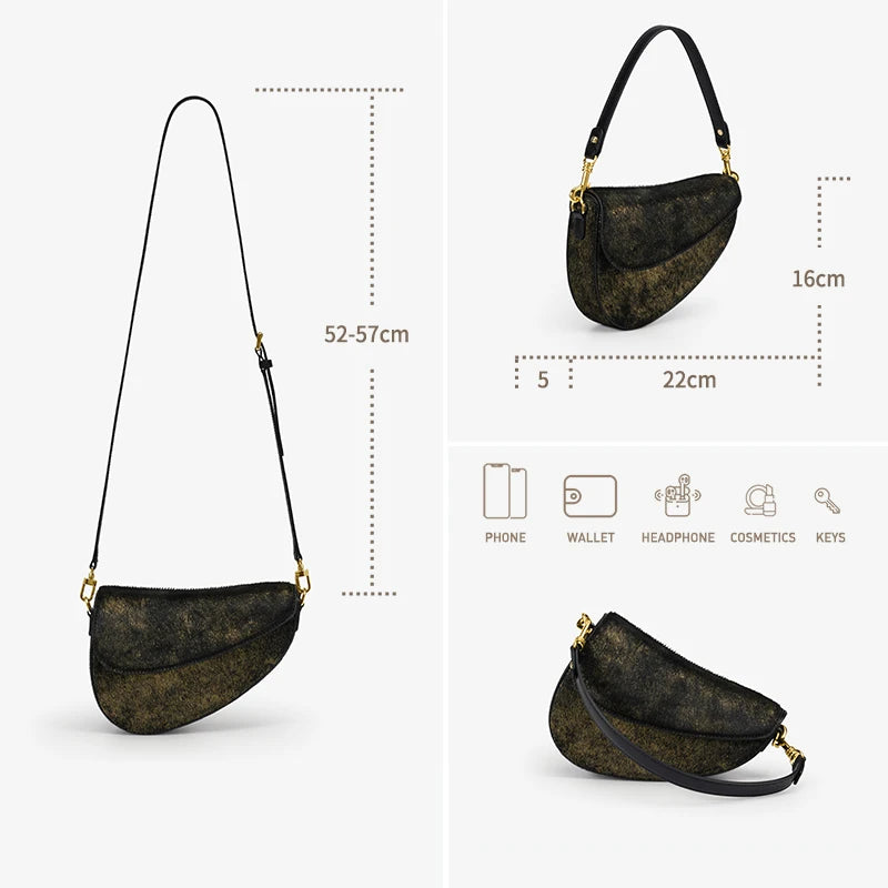 BAFELLI Animal-Print Cow Leather Saddle Bag