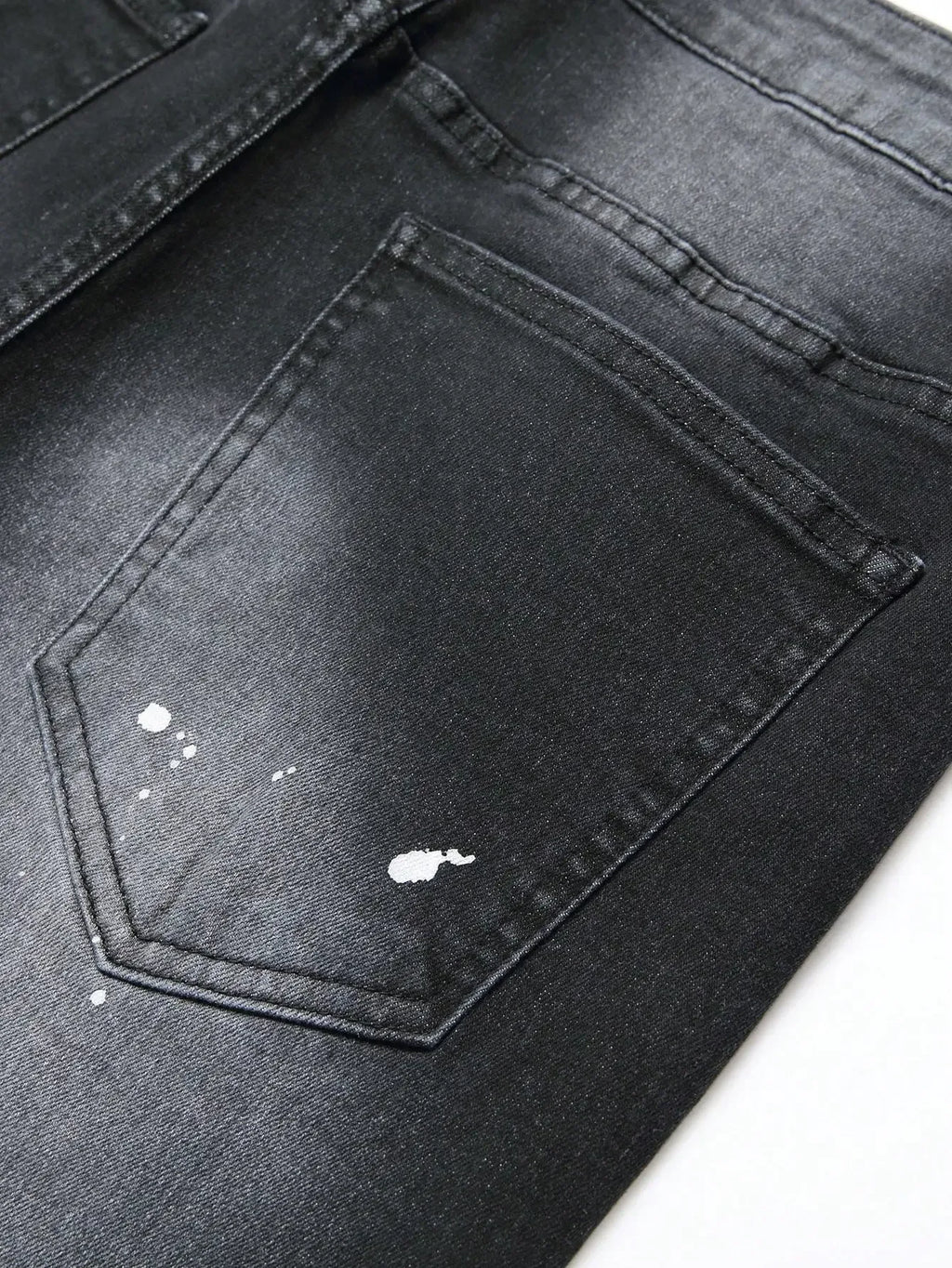 Men’s Cracked Blue Pleated Patch Biker Jeans - ShopHub