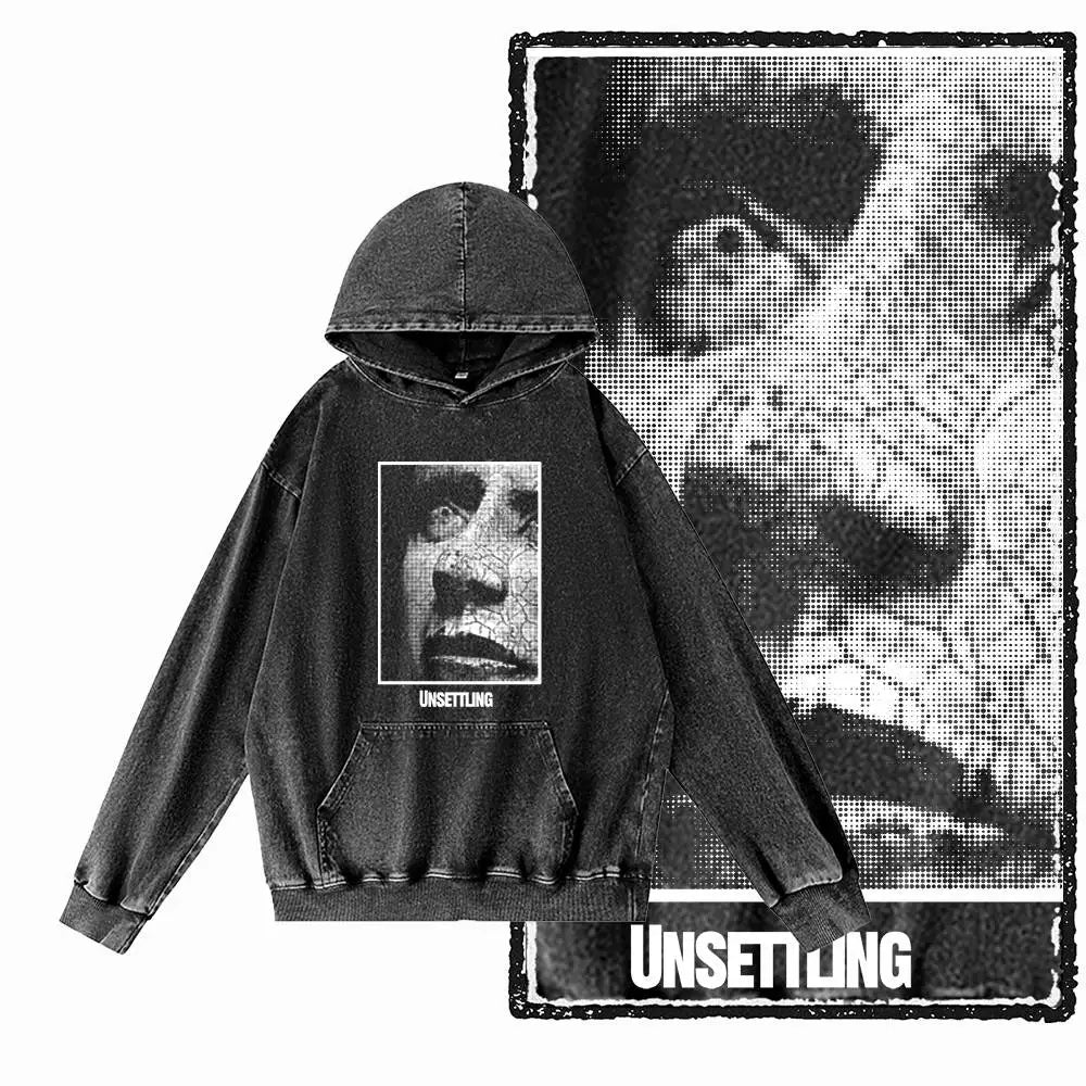 COOLMIND G20 Acid-Washed Black Graphic Hoodie