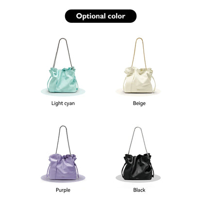 BAFELLI Genuine Cowhide Leather Bucket Handbag
