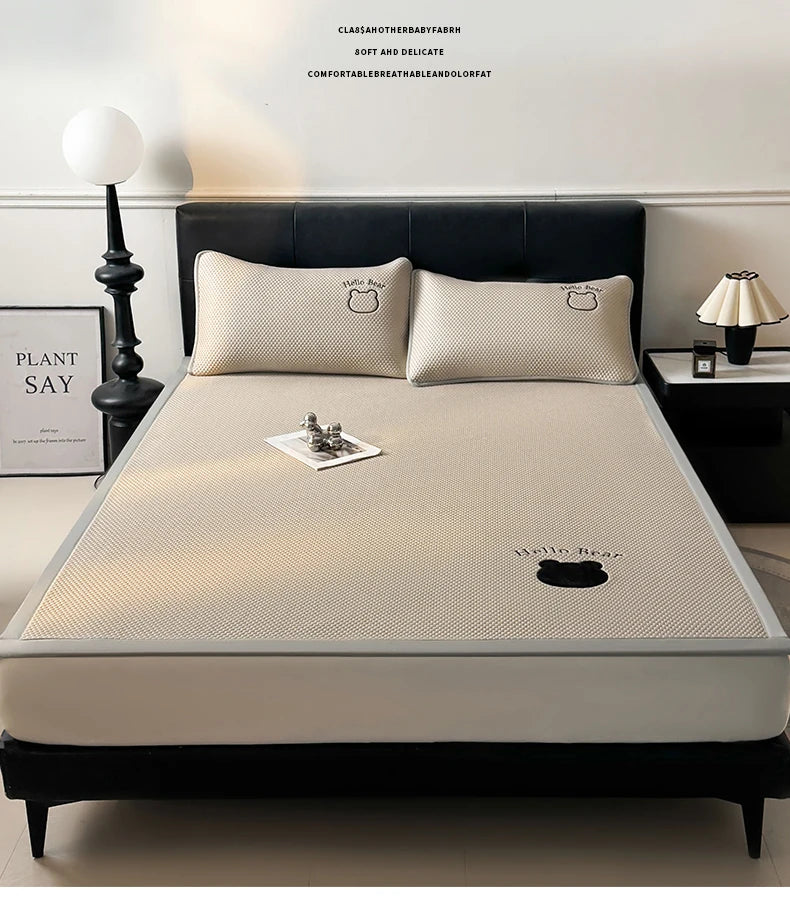Cooling rattan bed mattress pad set from ShopHub NZ designed for summer comfort, featuring a breathable and stylish rattan design.