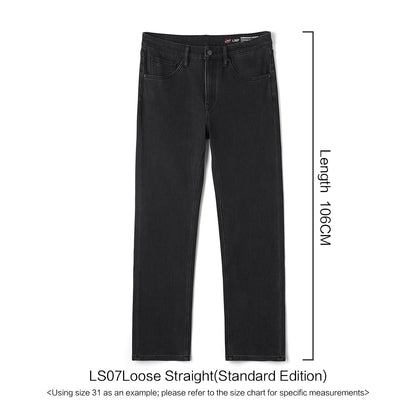 SIMWOOD 2026 Autumn New Loose Straight 13oz Elastic Fabric Jeans Men Washed Vintgae Basic Black Denim Trousers