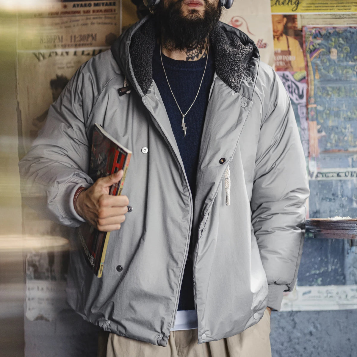 MADEN N-3B Hooded Padded Parka | Grey