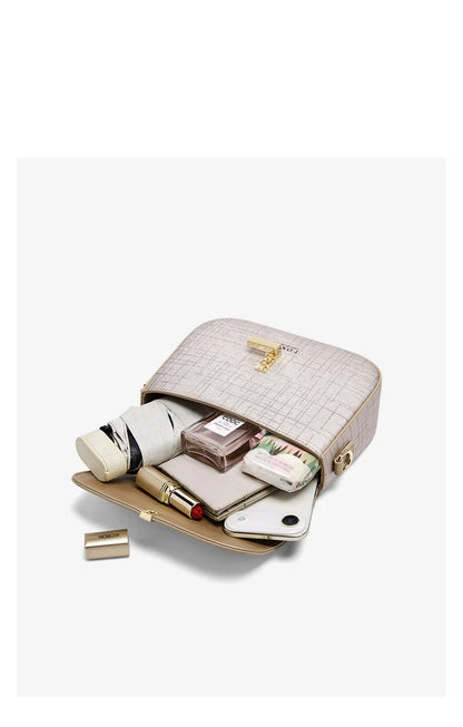 FOXER Female Shoulder Bag Split Leather Crossbody Bag Fashion Luxury Design Saddle Bag Commute Daily Use Gift for Lover