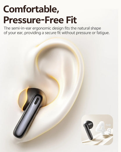 QCY AilyBuds E50 Wireless Earbuds with Bluetooth 6.0, Spatial Sound, 11mm Drivers, In-Ear Detection, HT11 Bass Boost, and 40H Playtime - ShopHub
