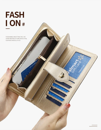 FOXER Split Leather Women's Long Clutch Wallet