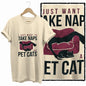 COOLMIND 100% Cotton Beige Cat Print Exclusive Graphic Women T Shirt Big Size Loose Cotton Cat Lover Women T Shirt Lovely Cat Te