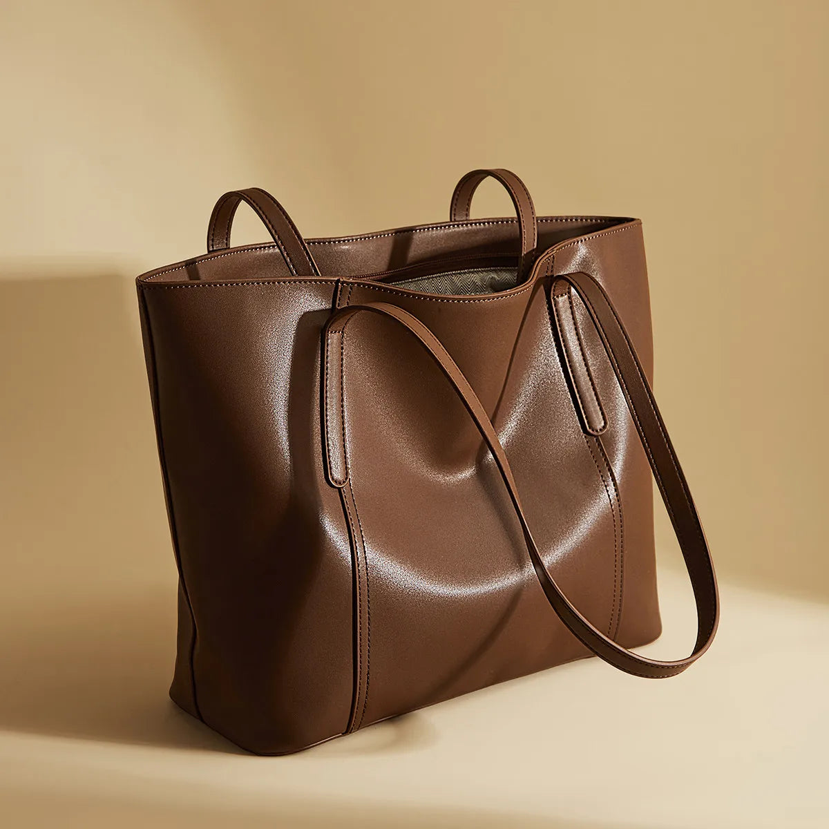 FOXER Lady's Shoulder Bag Split Leather Soft Fabric 2026 New Casual Large Capacity Women Tote Bag Commute Travel Bag All-match