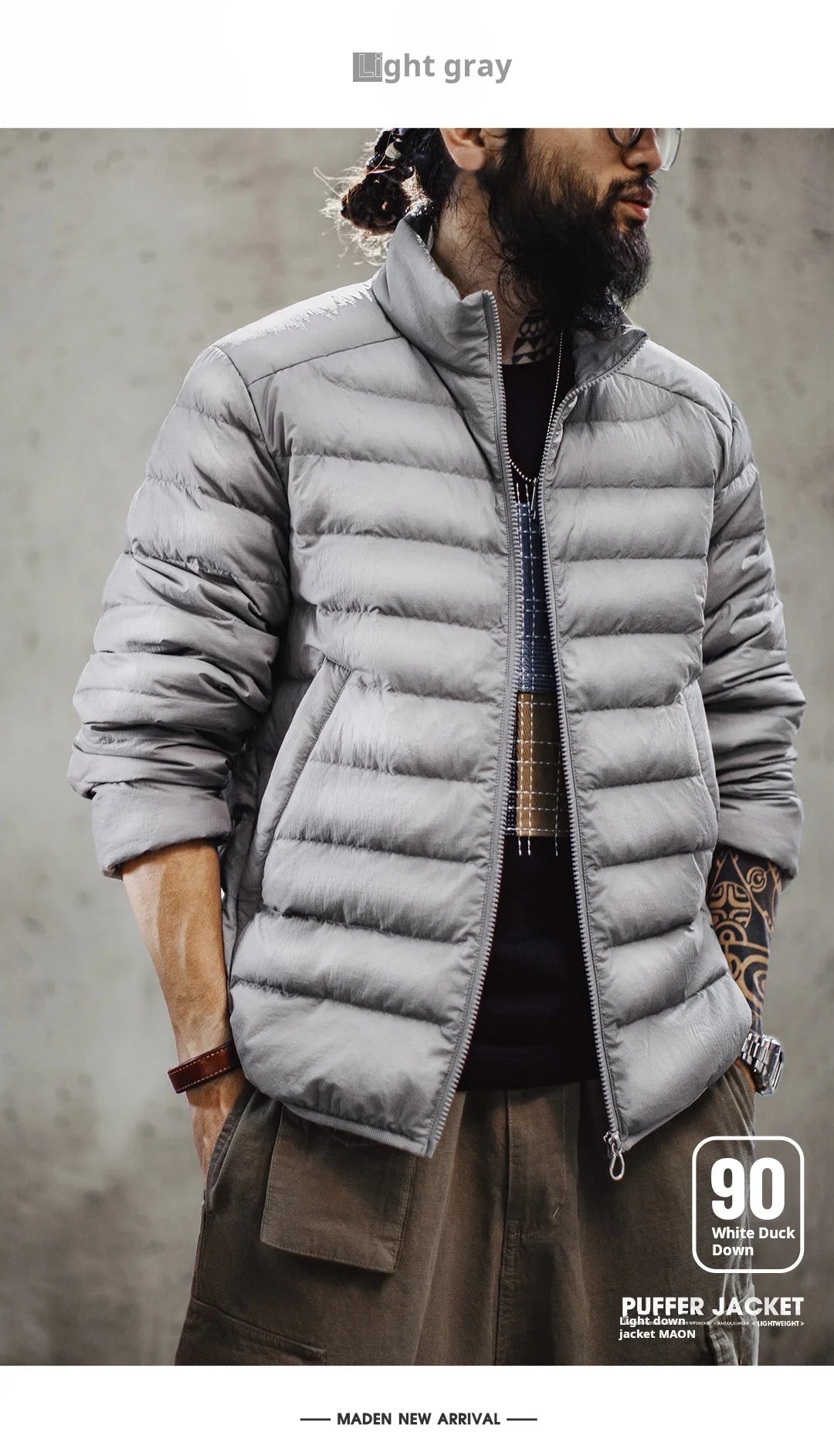 Maden Winter Men's Stand-up Collar Down Jacket