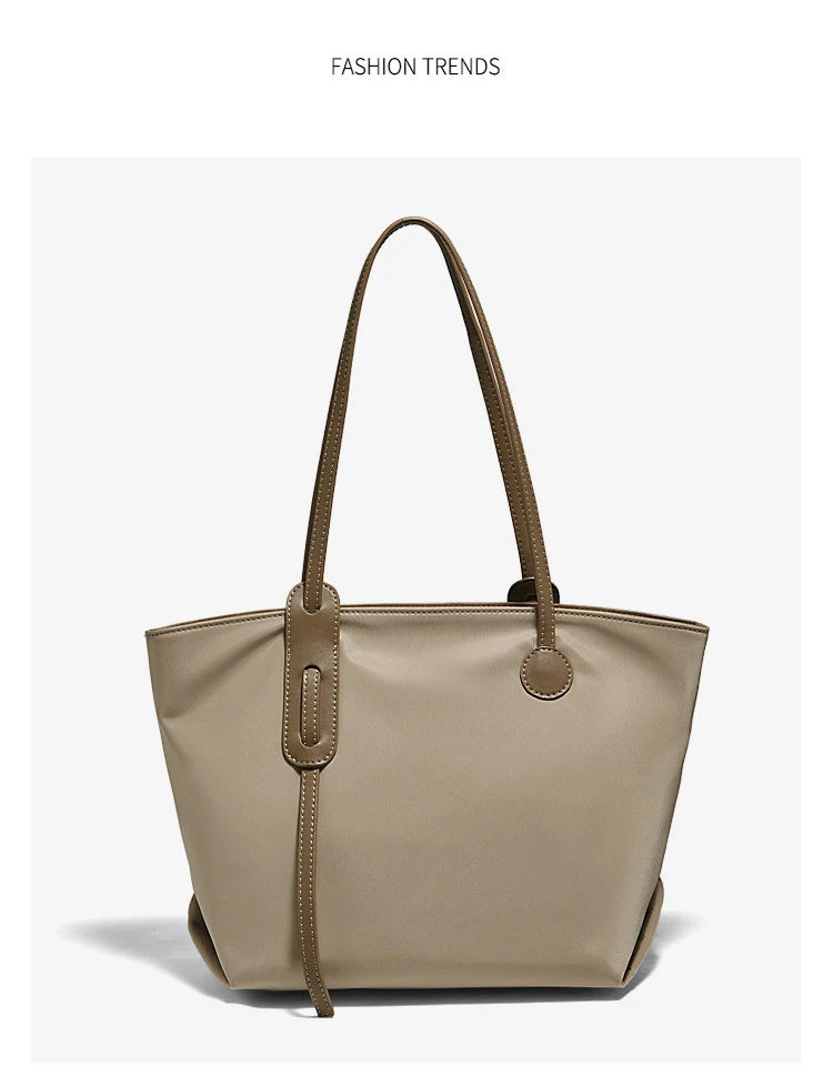 FOXER Women's Large Capacity Tote Bag Casual PU Leather Lady's Shoulder Bag Commute Travel Handbag All-match
