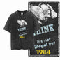 G02 Exclusive 100% Cotton Big Size 1984 Graphic Men T-shirt | Acid Washed Streetwear Cool Vintage O-neck Men's Tee Tshirt