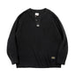 MADEN Black Henley Knit Pullover