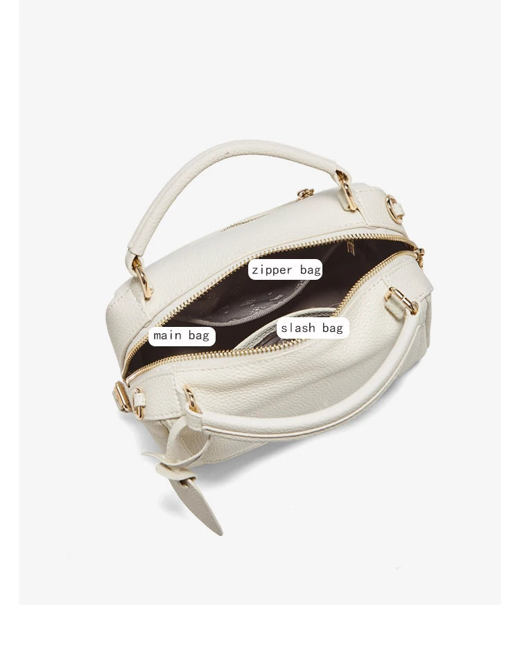 FOXER Elegant Women's Handbag In Genuine White Leather