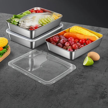 6Pcs Square Stainless Steel Food Containers