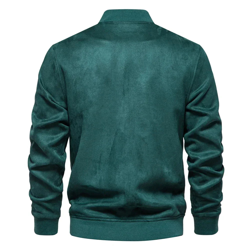 AIOPESON Suede Button-Up Bomber Jackets - ShopHub