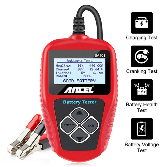 BA101 Car Battery Tester – 12V Load Analyzer (100–2000 CCA) Habicare