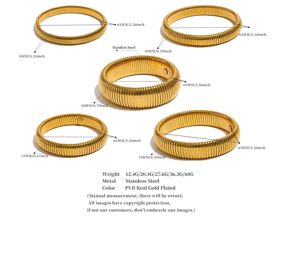 Stainless Steel Elastic Thick Metal Bracelet Bangle - ShopHub