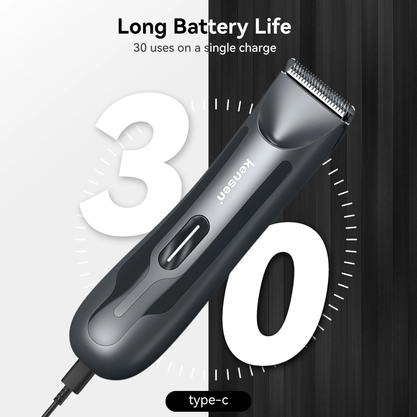 Kensen S10 Electric Groin Hair Trimmer for Men - Waterproof Body Groomer with Replaceable Ceramic Blade