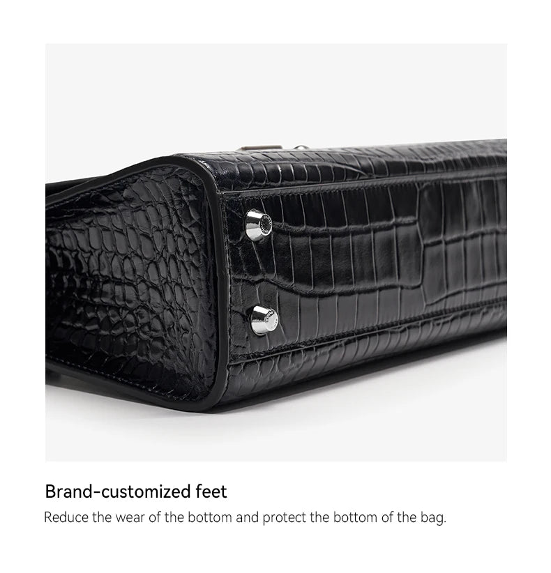 BAFELLI Crocodile-Pattern Leather Shoulder Bag
