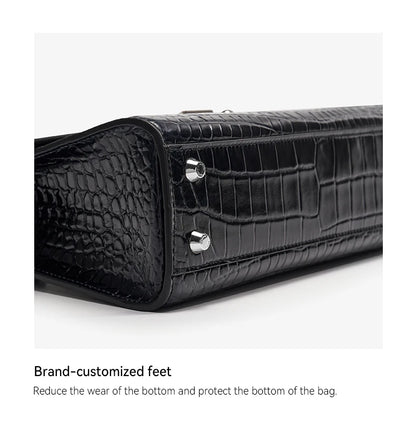BAFELLI Crocodile-Pattern Leather Shoulder Bag