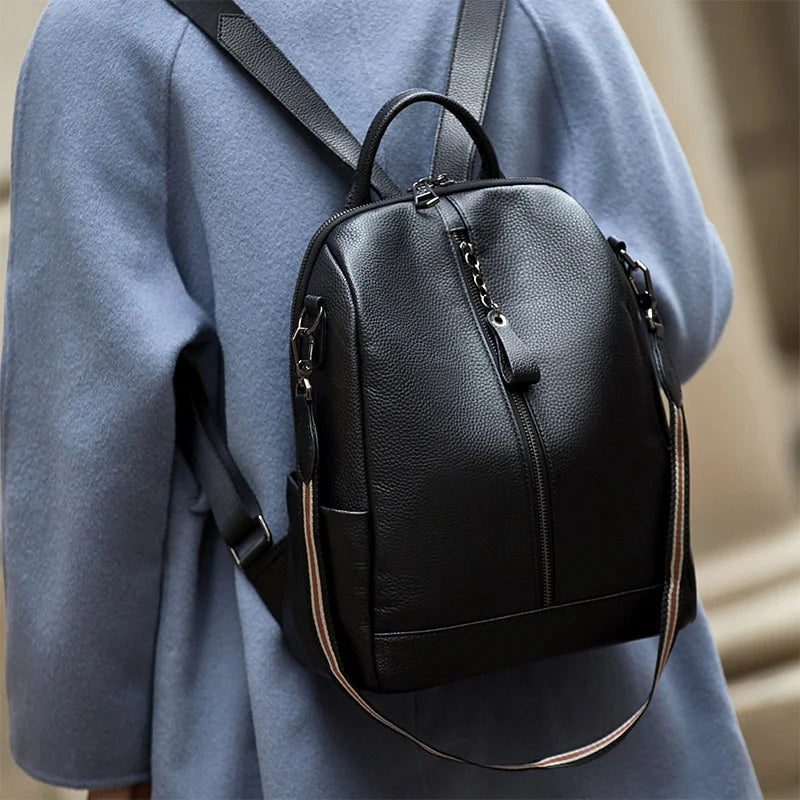 ZOOLER HOT Full Genuine Leather Backpack Women Fashion Backpack Black College Girls Bags Zipper Design Real Leather Bags #hs222