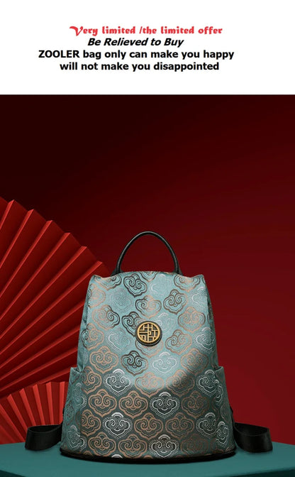 Limited New ZOOLER Handmade Cow Leather Backpack Women Fashion Bag Luxury Large Capacity Backpack Chinese Style #SC2050