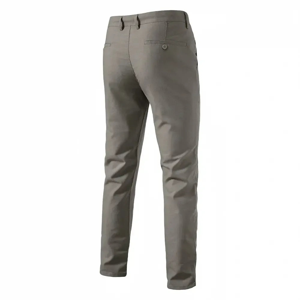 AIOPESON Men's Solid Colour Linen Long Pants - ShopHub