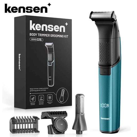 KENSEN S15 Electric Hair Trimmer - 2 in 1 Dual-Sided Blade Razor for Waterproof Beard and Body Hair Shaving for Men