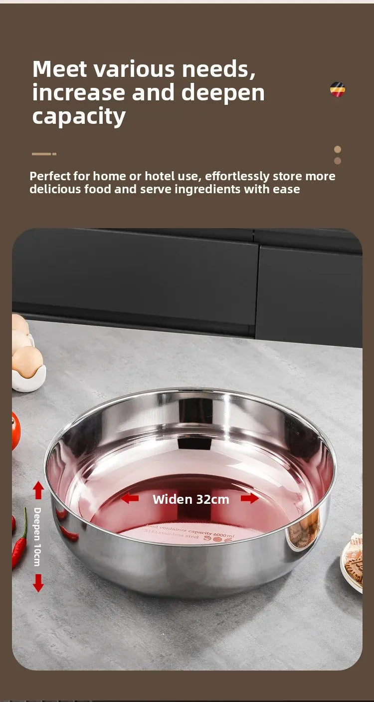 Large Stainless Steel Mixing Bowls - Rust Resistant Kitchen Utensils for Dough, Pasta, Vegetables, and Soups