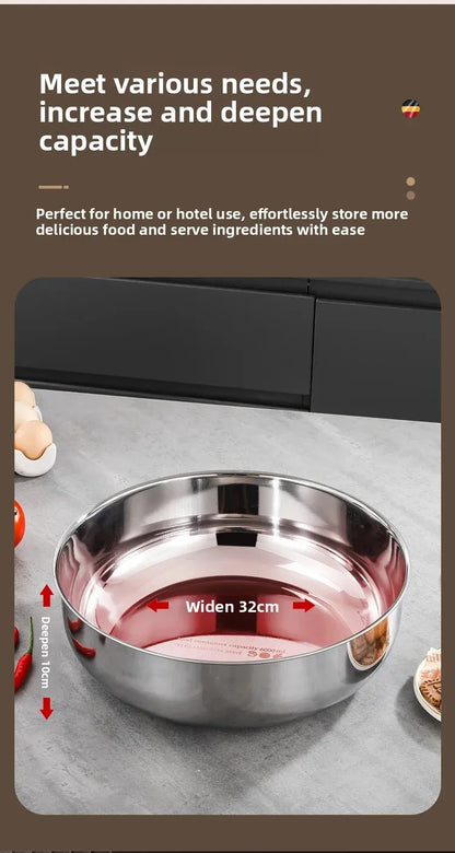 Large Stainless Steel Mixing Bowls - Rust Resistant Kitchen Utensils for Dough, Pasta, Vegetables, and Soups