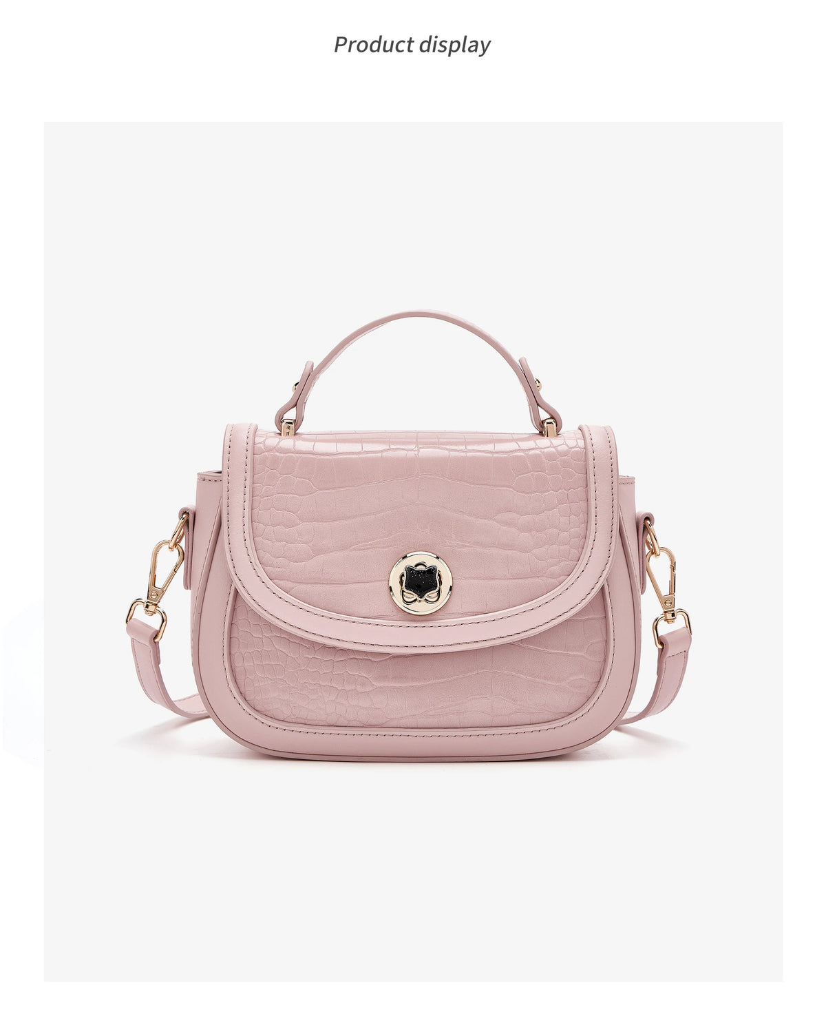 FOXER Chic Luxury Shoulder Bag for Women PU Leather Pink Top‑handle Handbag Fashion Ladies Crossbody Purse for Daily Dating