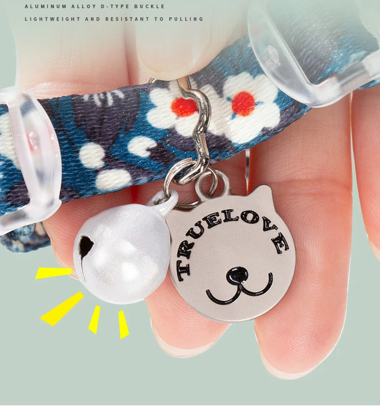 Truelove Pet Floral Collar with Bell Puppy Kitten Nameplate Necklace Cat and Dog Pet Supplies British Shorthair ChihuahuaTLC5312
