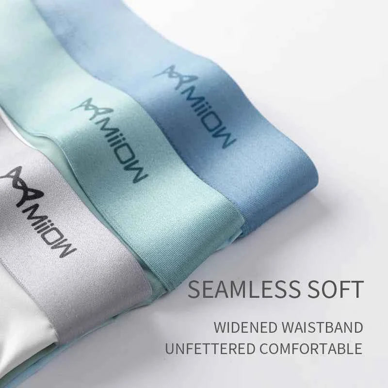 MiiOW 4Pcs Breathable Men Boxer Shorts Graphene Antibacterial Underwear Ice Silk Soft Man Boxershorts Seamless Male Panties 5XL