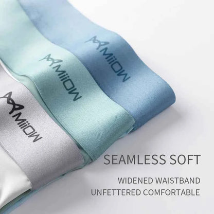 MiiOW 4Pcs Breathable Men Boxer Shorts Graphene Antibacterial Underwear Ice Silk Soft Man Boxershorts Seamless Male Panties 5XL