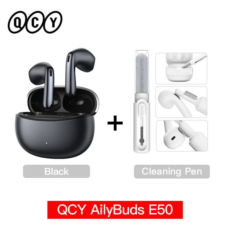 QCY AilyBuds E50 Wireless Earbuds with Bluetooth 6.0, Spatial Sound, 11mm Drivers, In-Ear Detection, HT11 Bass Boost, and 40H Playtime - ShopHub