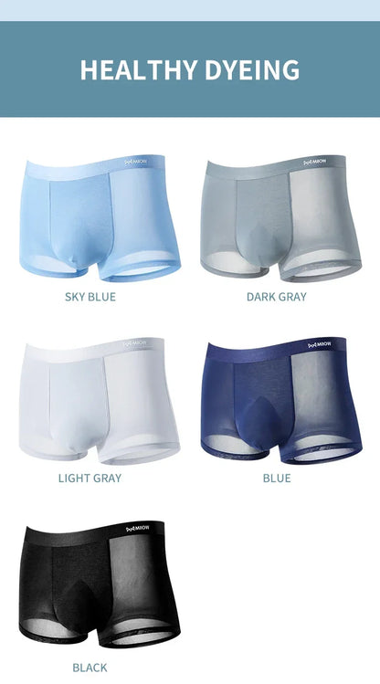 MiiOW 3Pcs Men's Antibacterial Boxers - Thin Ice Silk Graphene Underwear