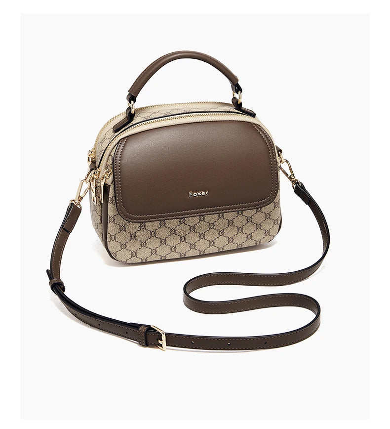 FOXER Lady's Shoulder Bag PVC Leather Casual Handbag Vintage Female Crossbody Bag Fashion Commute Boston Bag