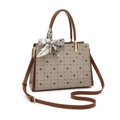 FOXER Vintage Women Handbag PVC Leather Tote Bag Large Capacity Top‑Handle Shoulder Crossbody Bag for Ladie Daily Work Purse