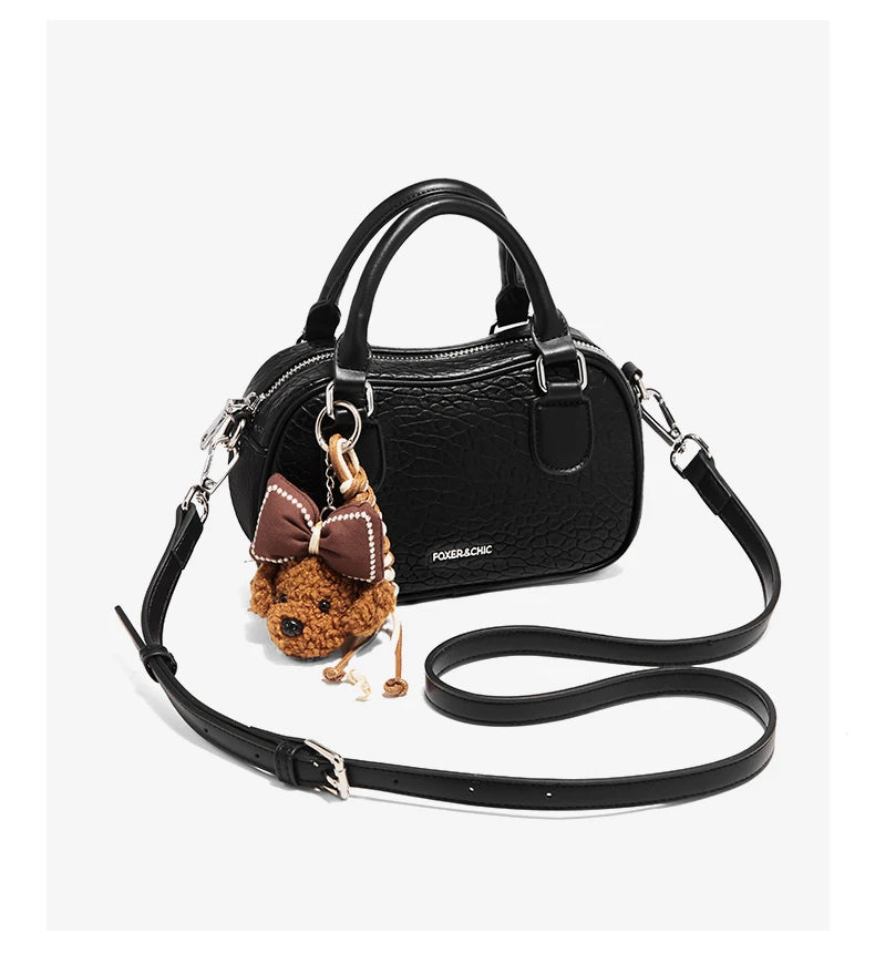 FOXER White Cowhide Leather Women's Shoulder Bag