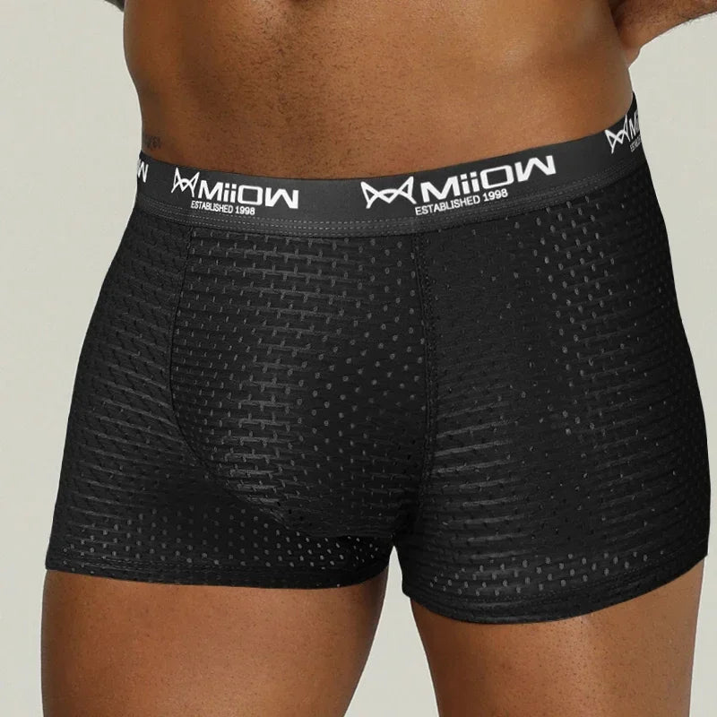 MiiOW Breathable Mesh Men's Underwear - Sexy Ice Silk Boxers