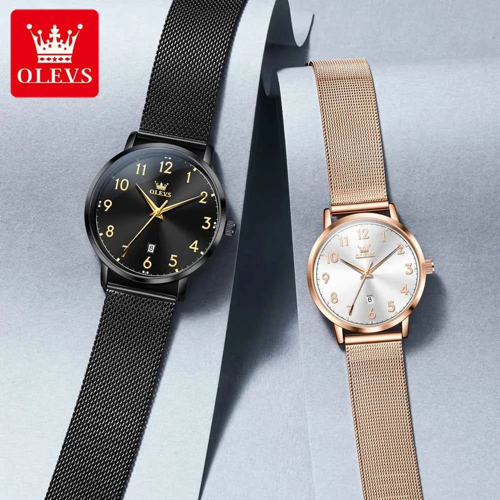 OLEVS 5653 Quartz Watch for Men and Women - Simple Original Waterproof Luminous Automatic Date Couple Gifts Reloj