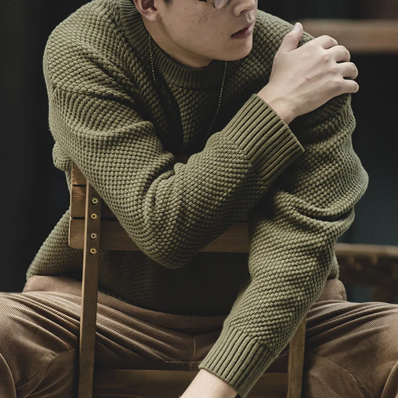 MADEN Pineapple-Pattern Cotton-Blend Sweater