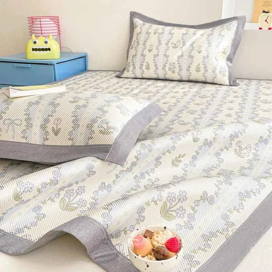 High-end Ice Silk Summer Cooling Mat for Bed Cool Feel Breathable Sleeping Mat Adult Child Bed Mat Summer Bed Sheet Pillowcases