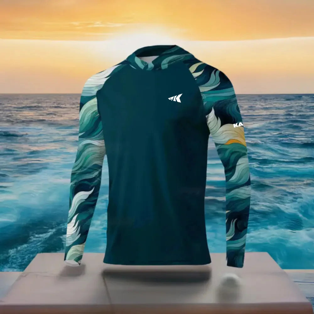 UPF 50+ Fishing Hoodie - Coral Splicing 3D Printed Quick Drying Breathable Outdoor Shirt for Ultimate Sun Protection