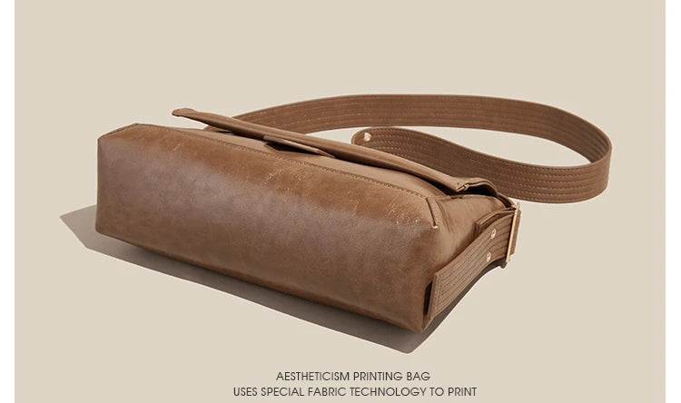 Retro Women's Shoulder Bag 2026 New Simple Large Tote Bag Split Leather + PU Female Soild Crossbody Bag Purse